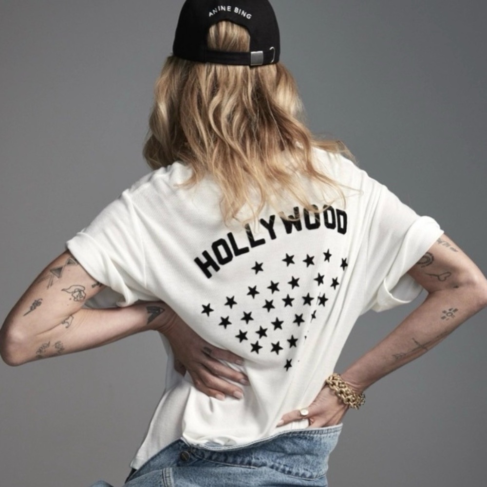 Anine Bing Louis Tee Hollywood in Ivory